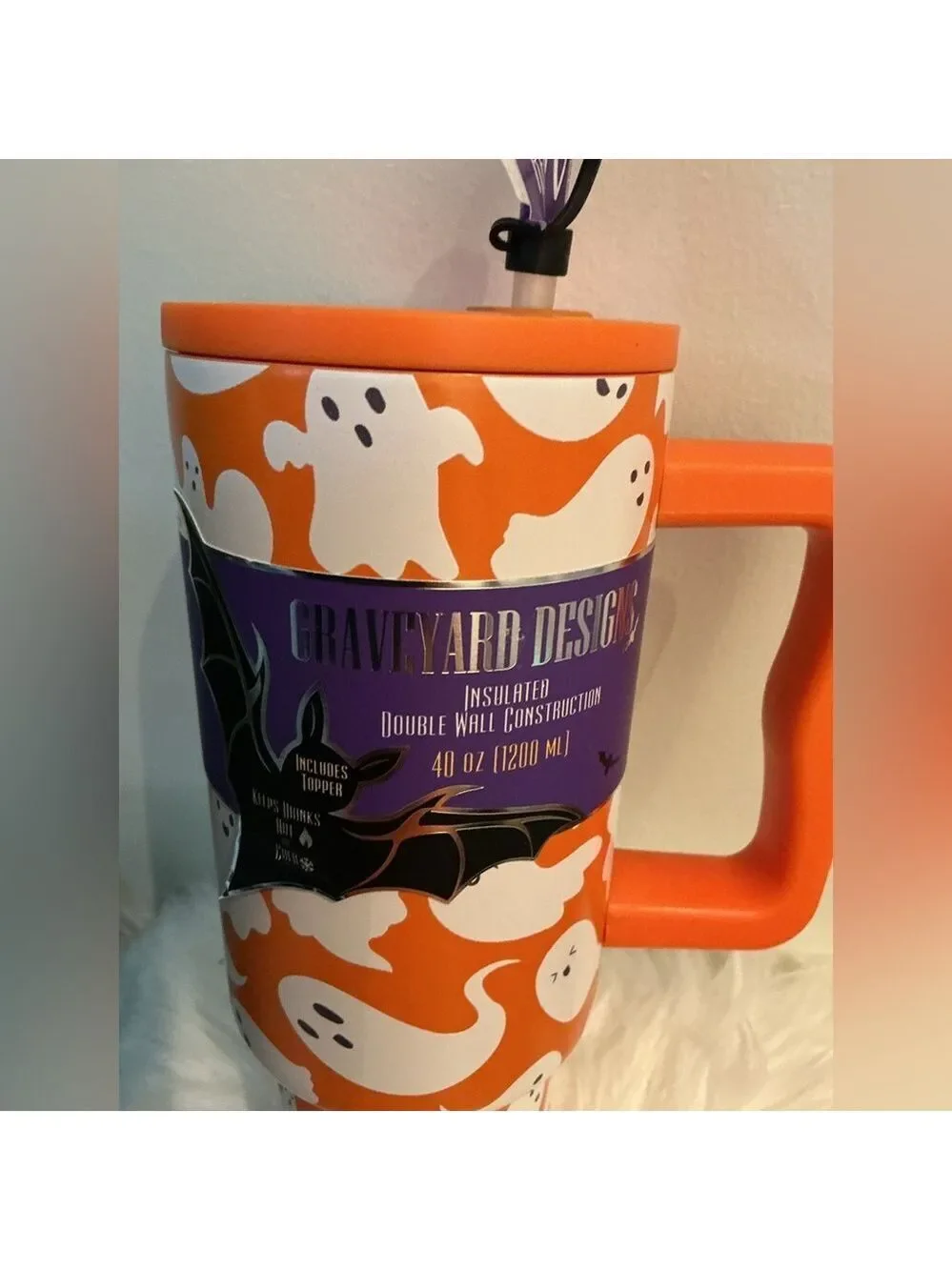 Graveyard Designs 40 ounce stainless steel hot cold tumbler